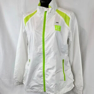 NEW G III by Carl Banks NY Yankees Windbreaker Jacket Zip Up White Lime Womens L